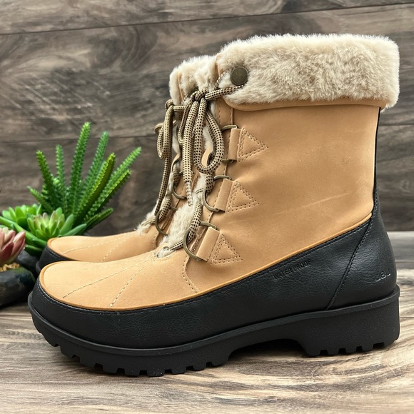 NIB JBU by Jambu Northgate Faux Fur Trim Waterproof Ankle Boots 8M Tan - Picture 6 of 13